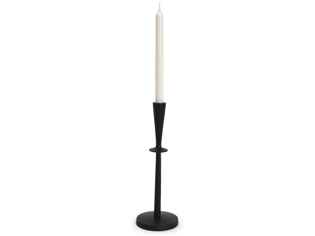 Matte Black Cast Aluminum Medium Candle Holder