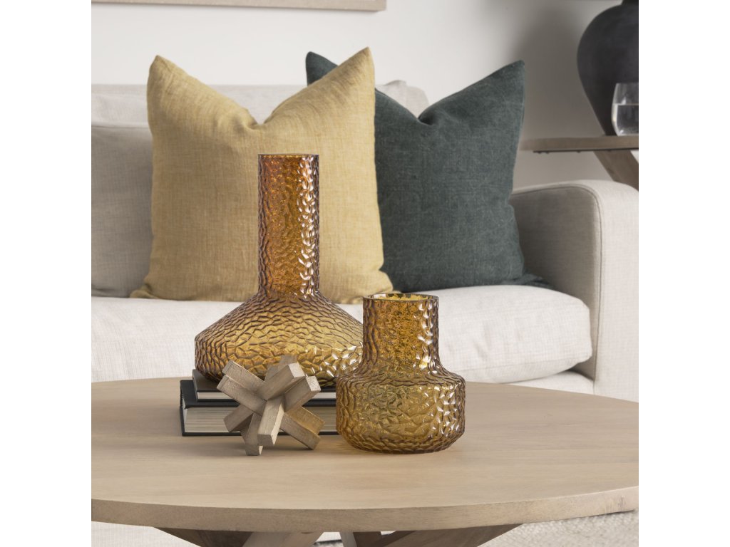 Short Amber Glass Vase - Alternative View