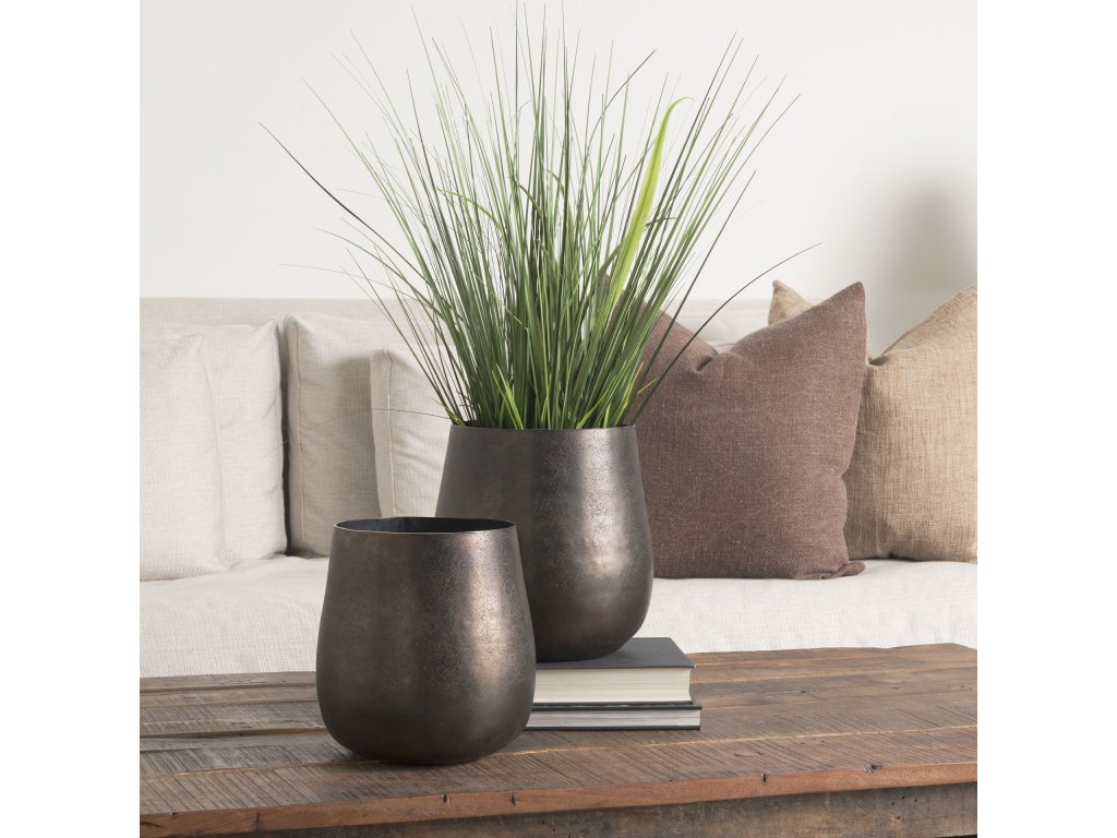 Large Textured Gold Metal Planter - Alternative View