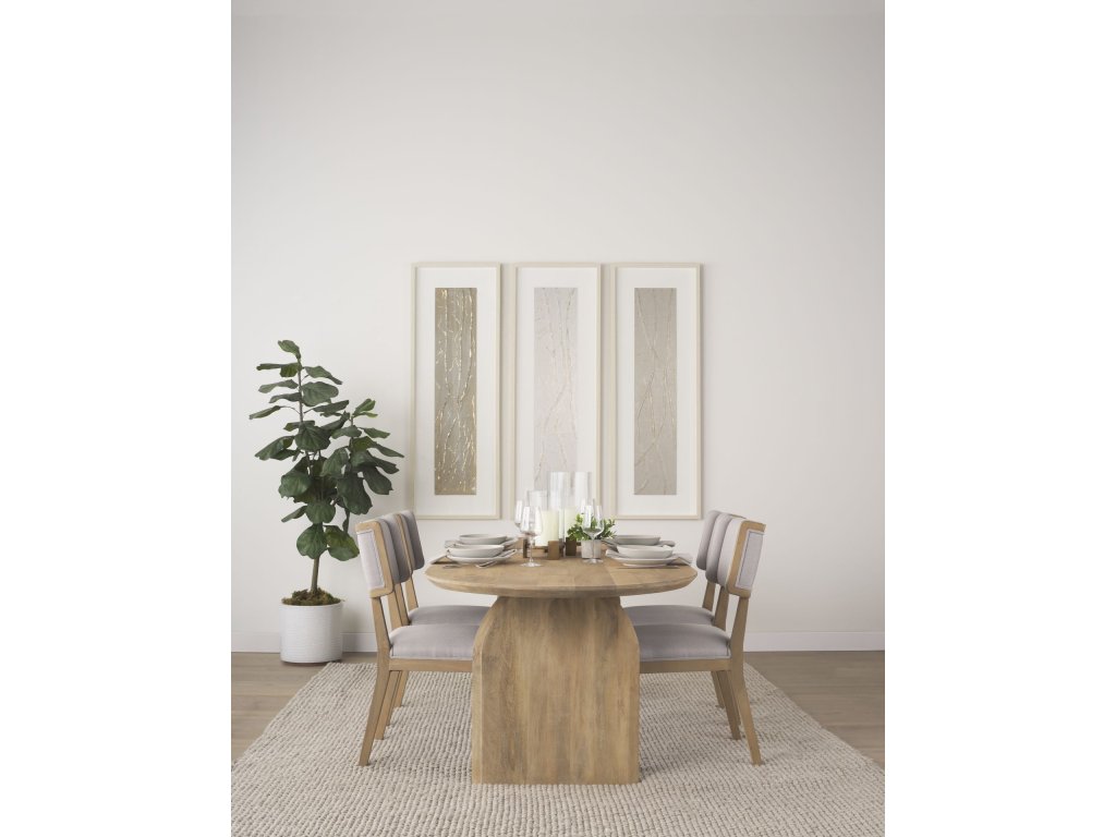 I Grey Fabric Wrap Brown Wooden Base Dining Chair