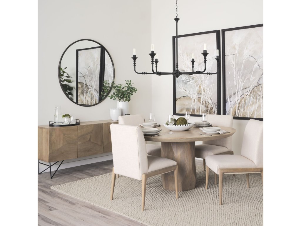 Cream Upholstery w/ Solid Wood Armless Dining Chair