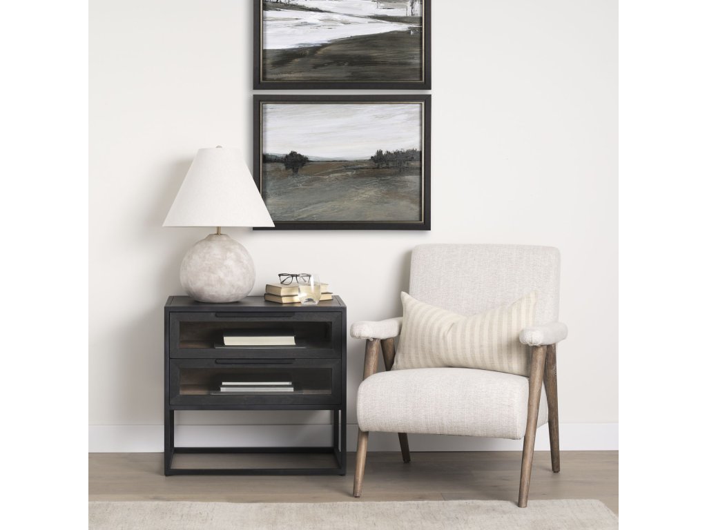 Black Wood w/Black Metal Frame Side Table - Alternative View