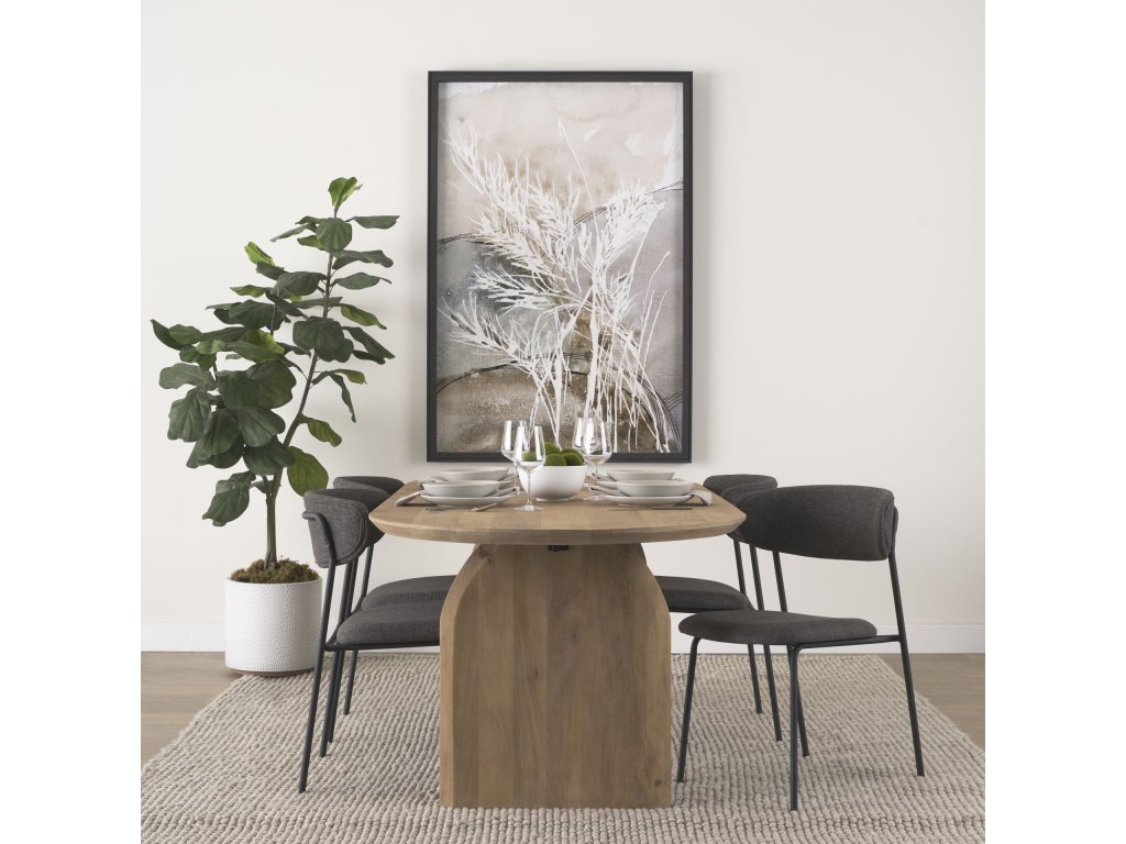 Dining Chair w/ Gray Fabric & Matte Black Metal