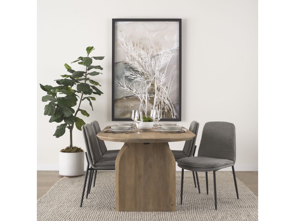 Dining Chair w/ Gray Fabric & Matte Black Metal