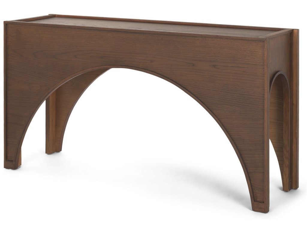 Dark Brown Wood Arched Console Table