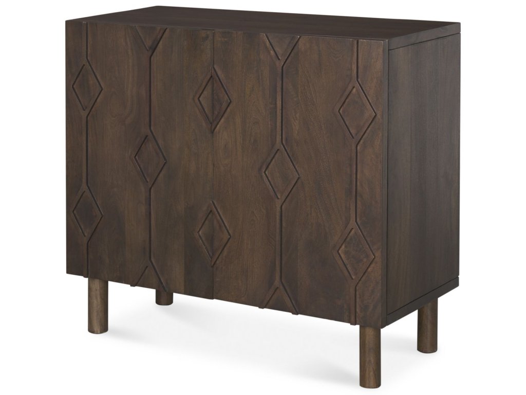 Dark Brown Diamond Motif w/ Shelf Accent Cabinet