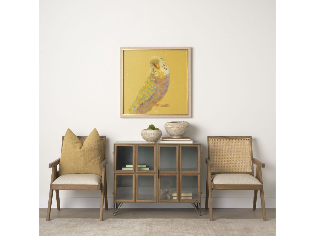 Dark Brass Metal w/Red Wood 2 Door Accent Cabinet