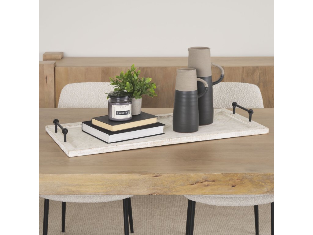 35L x 16W Natural Wooden Herringbone Rectangular Tray - Alternative View