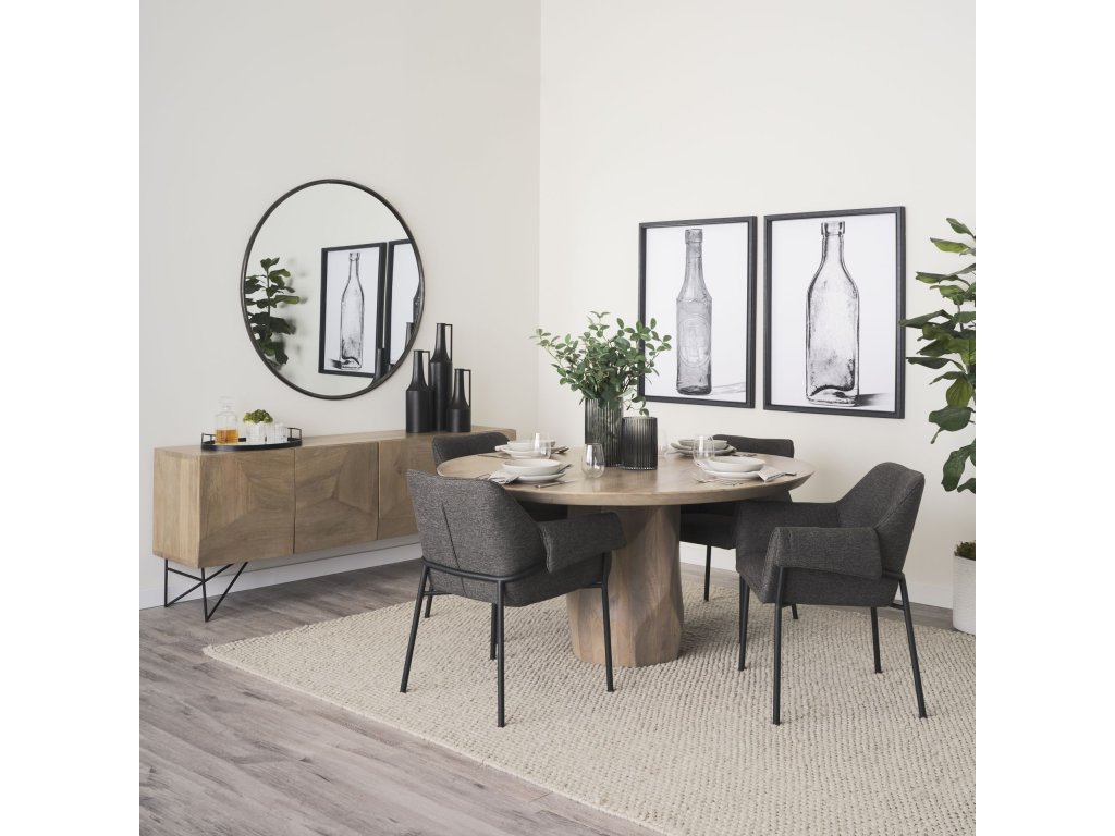 Dining Chair w/ Gray Fabric & Matte Black Metal Legs - Alternative View