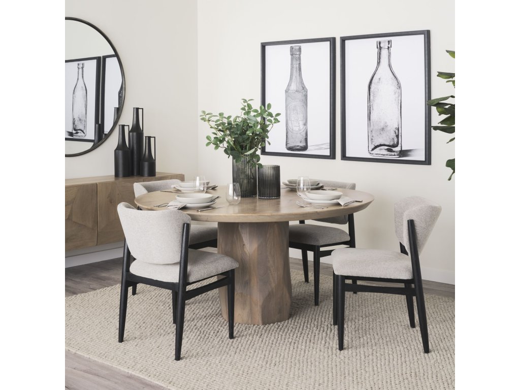 20.9L x 23.0W x 31.9H Gray Fabric w/Black Wood Dining Chair