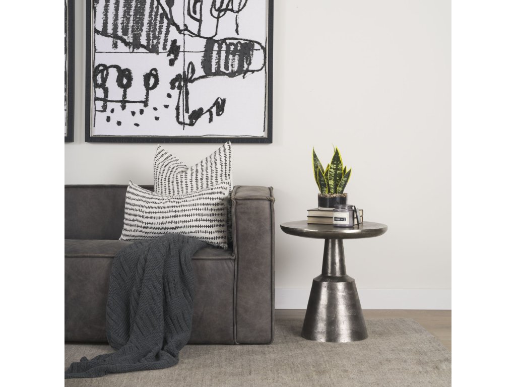 Textured Polished Nickel Cast Aluminum Metal Accent Table