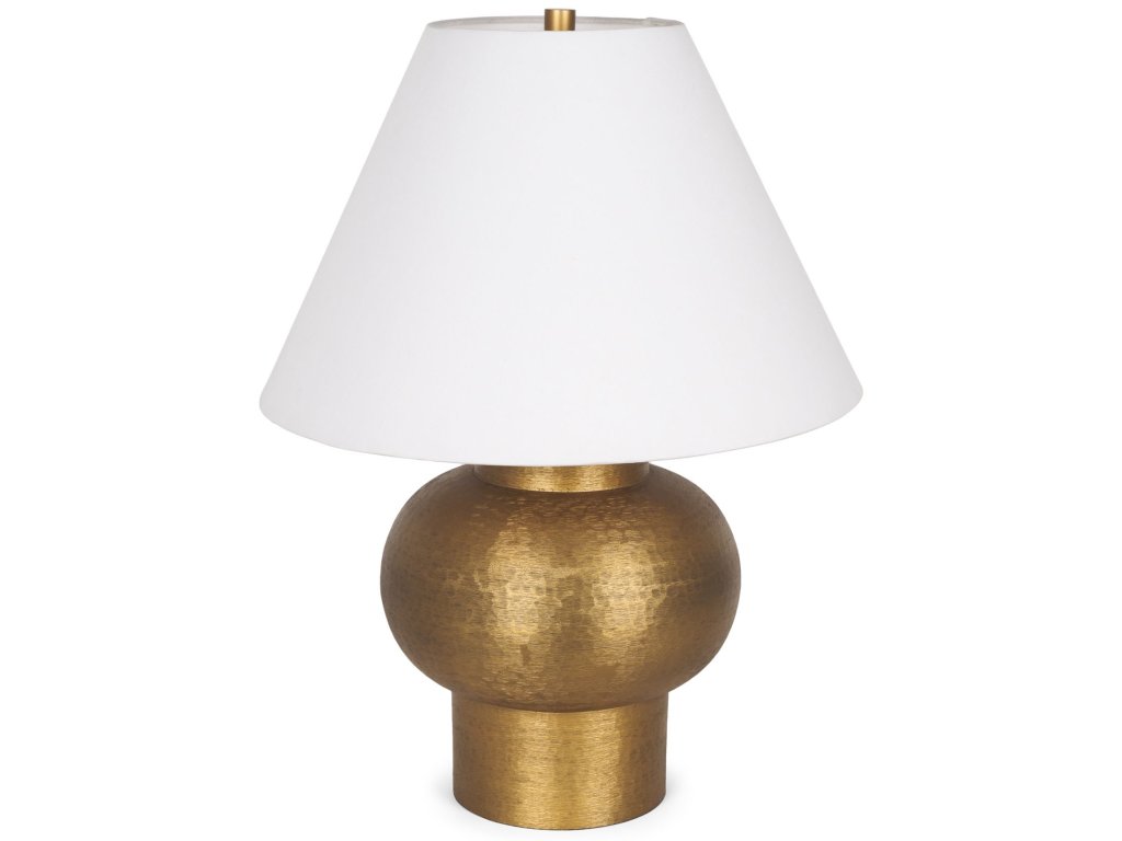 Antique Gold Brushed Metal w/ Cream Shade Table Lamp