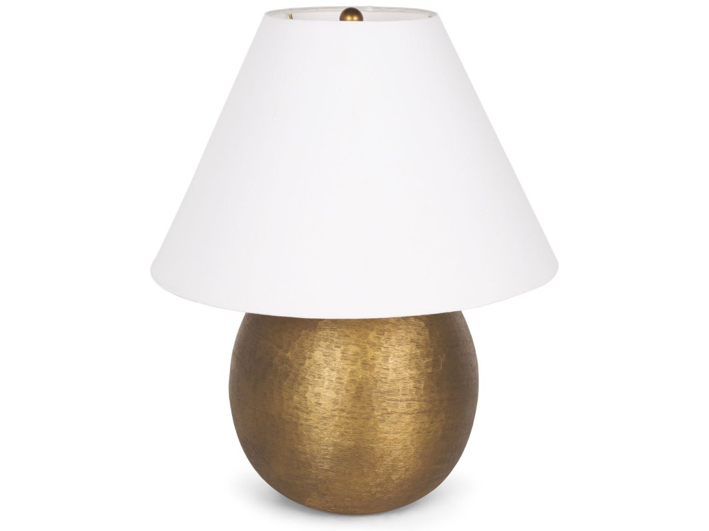 Antiqued Gold Brushed Metal w/ Cream Shade Table Lamp