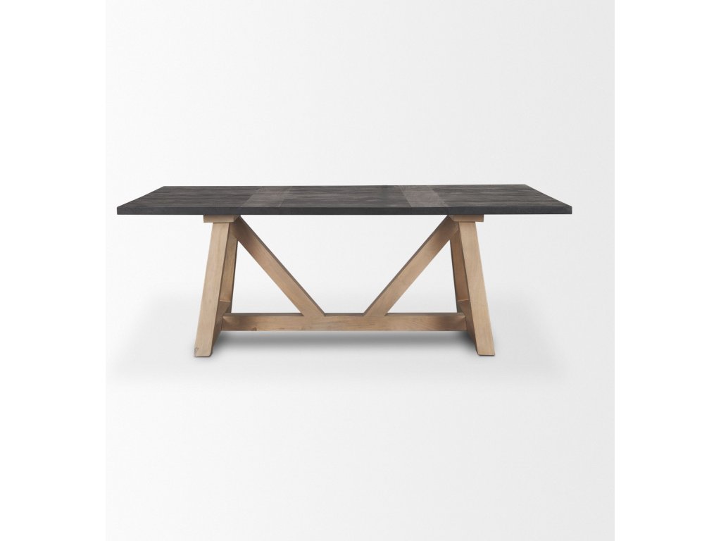 Rectangular Two-Tone Black and Brown Solid Wood Dining Table