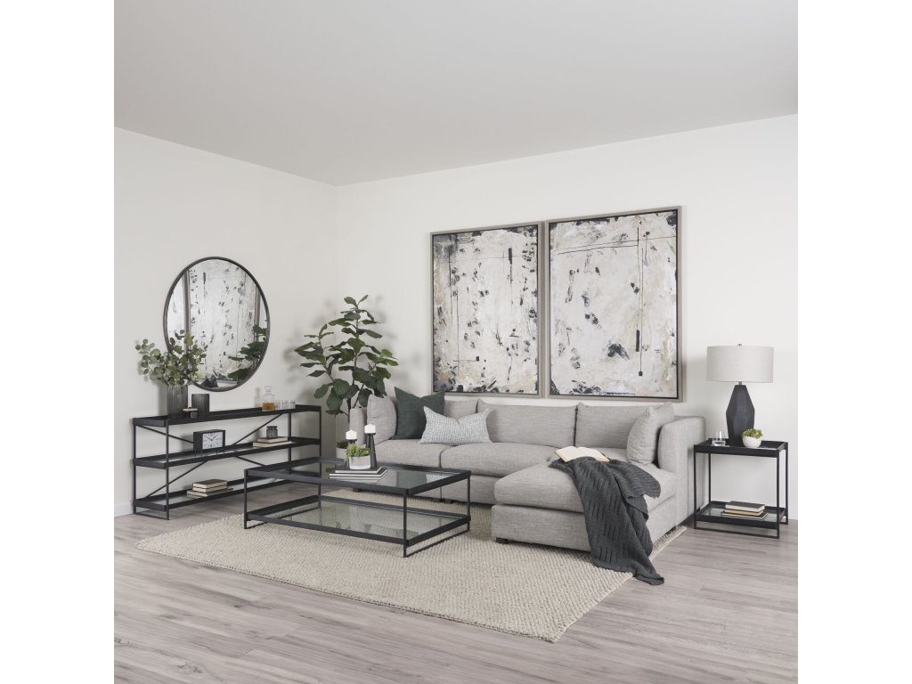 Black Metal w/Glass Accent Table - Alternative View