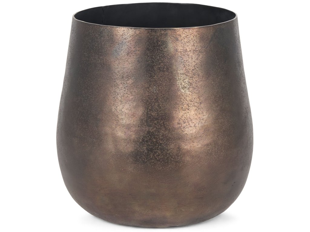 Large Textured Gold Metal Planter