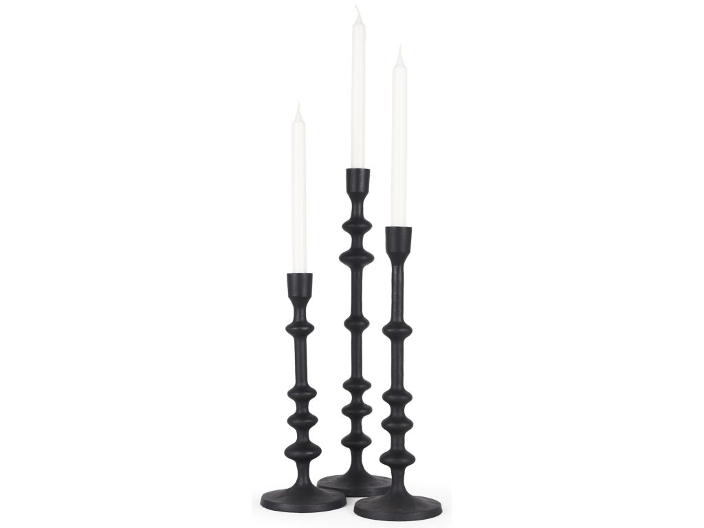 Matte Black Metal Candle Holder (Set of 3)