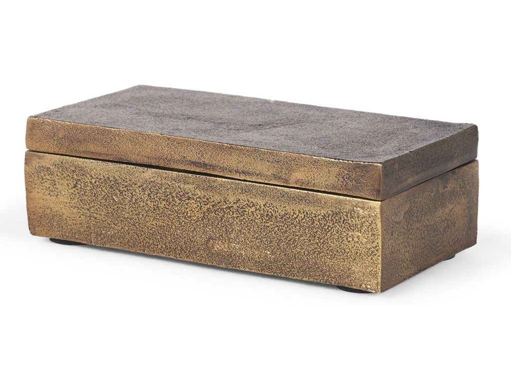Small Antiqued Gold Metal Decorative Box