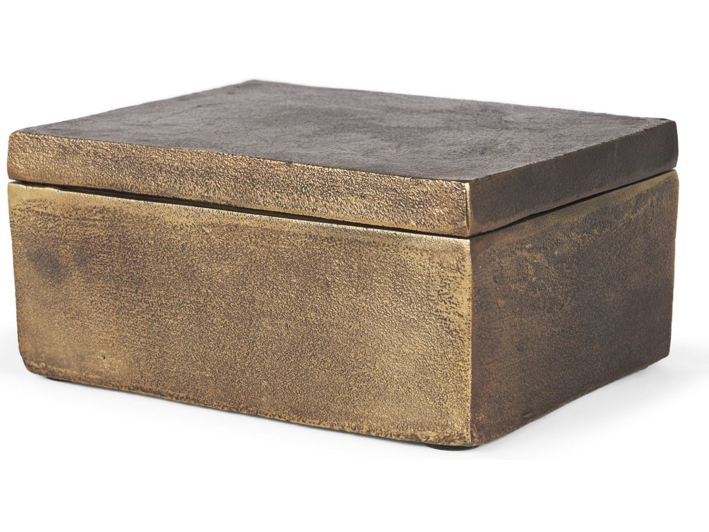 Large Antiqued Gold Metal Decorative Box
