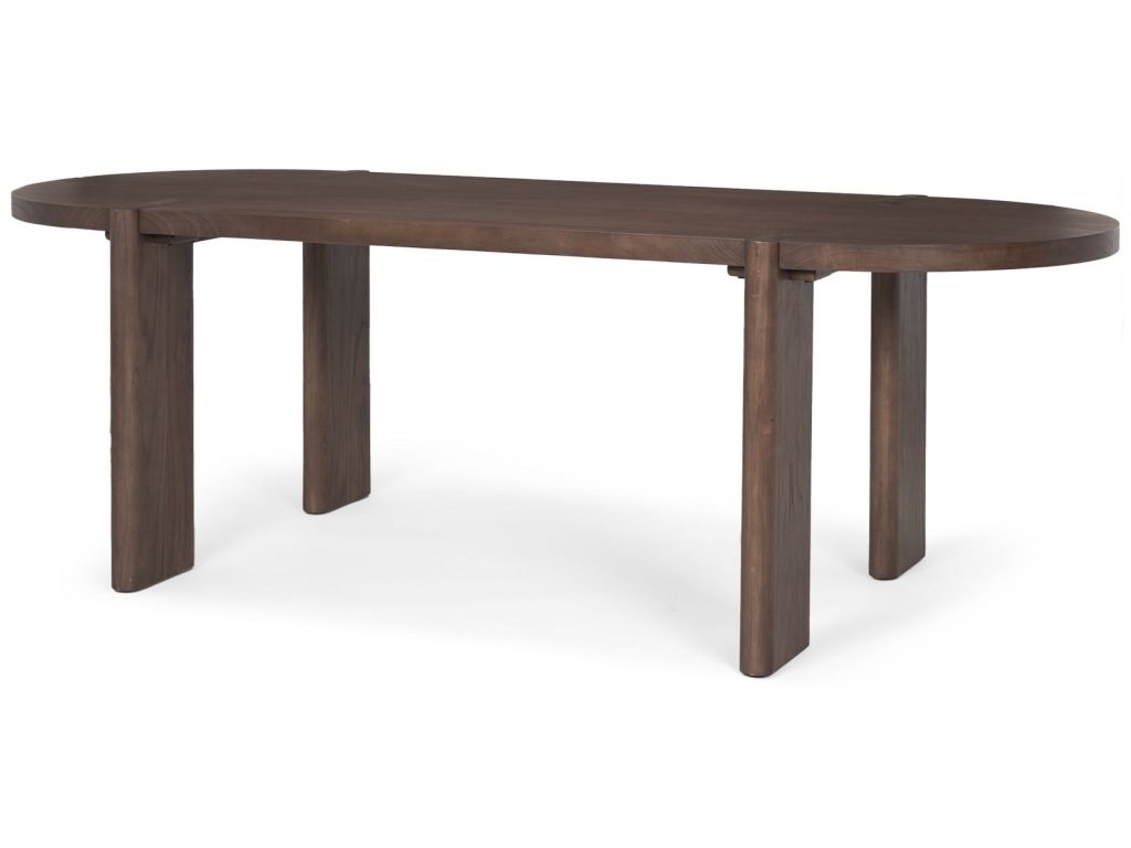Dark Elm Wood Oval Dining Table