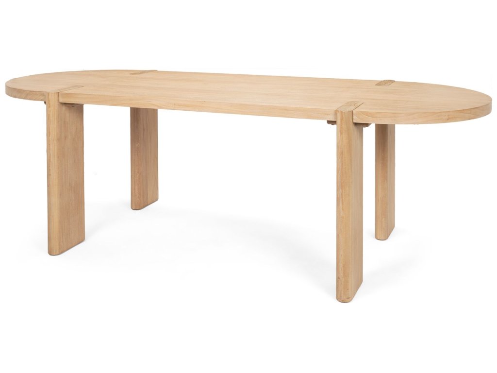 Light Brown Wood Oval Dining Table