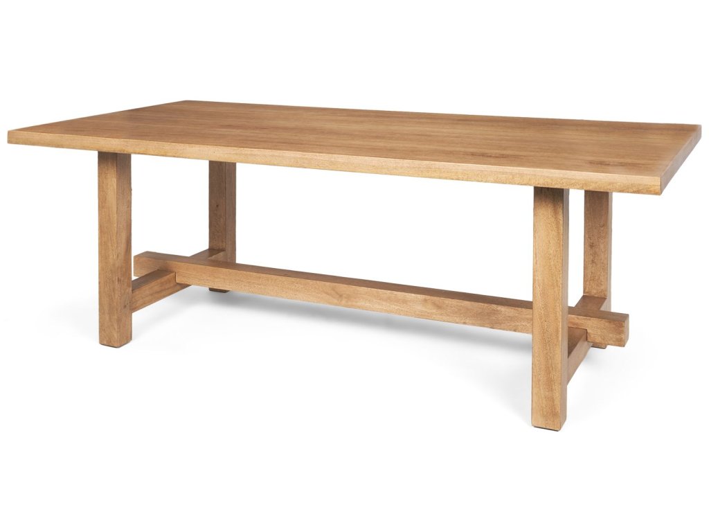 Rectangular Natural Wood Trestle Dining Table