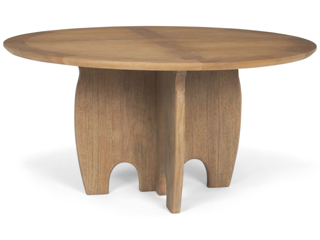 Brown Solid Rubber Wood w/ Round Oak Tabletop Dining Table