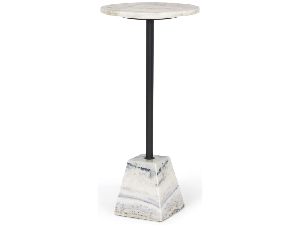 Stone Marble w/ Matte Black Metal Drink Table