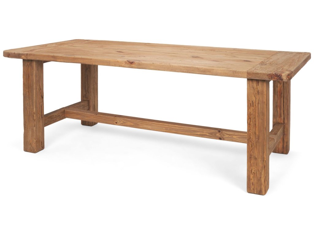 84" Rectangular Natural Brown Wood Dining Table