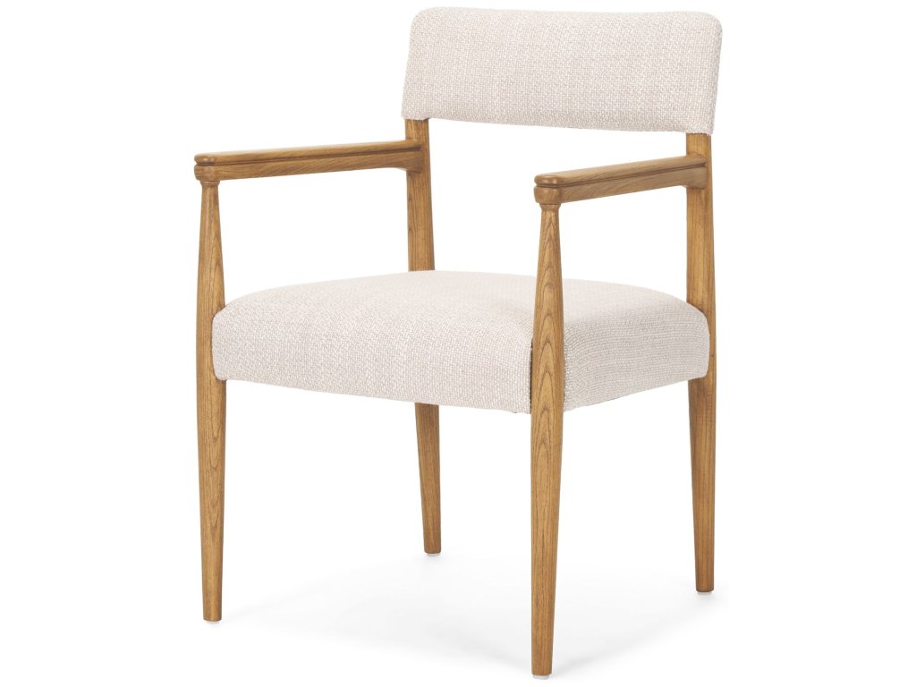 Light Brown Nettlewood w/Cream Heathered Performance Fabric Dining Chair