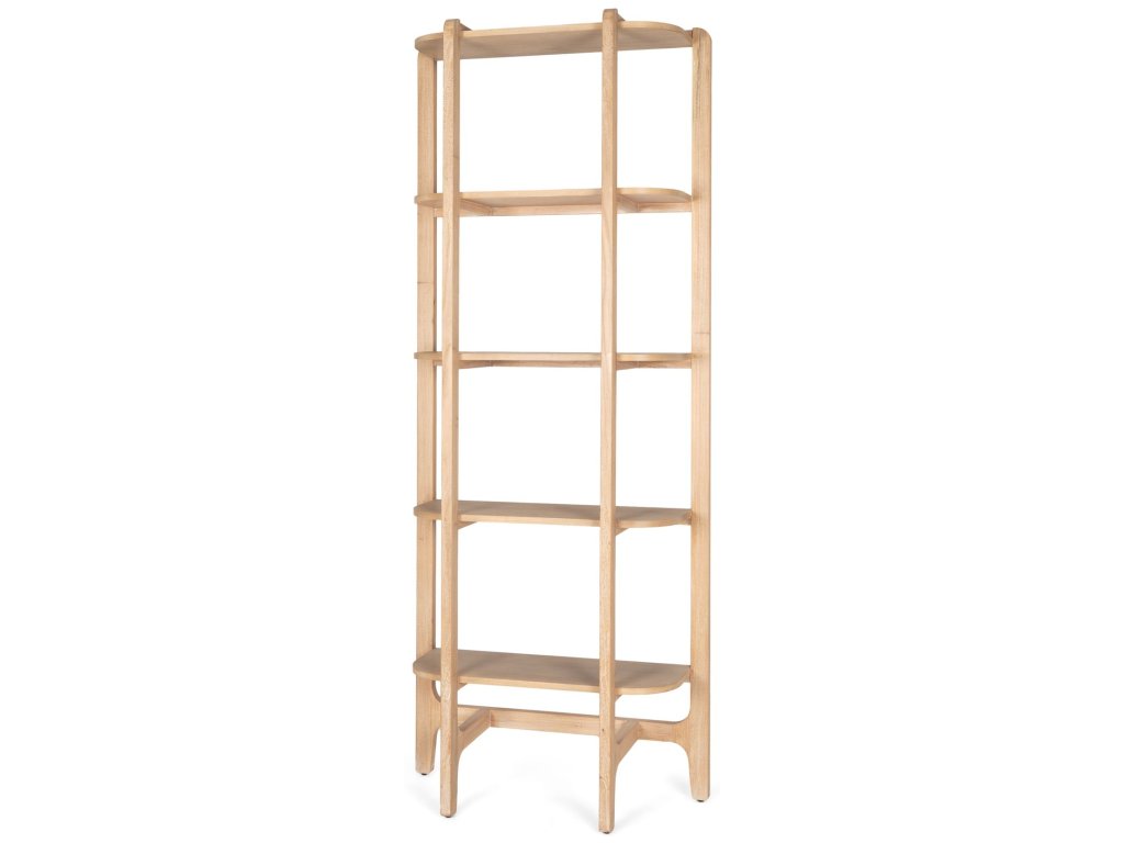 Light Brown Solid Wood Open Bookshelf