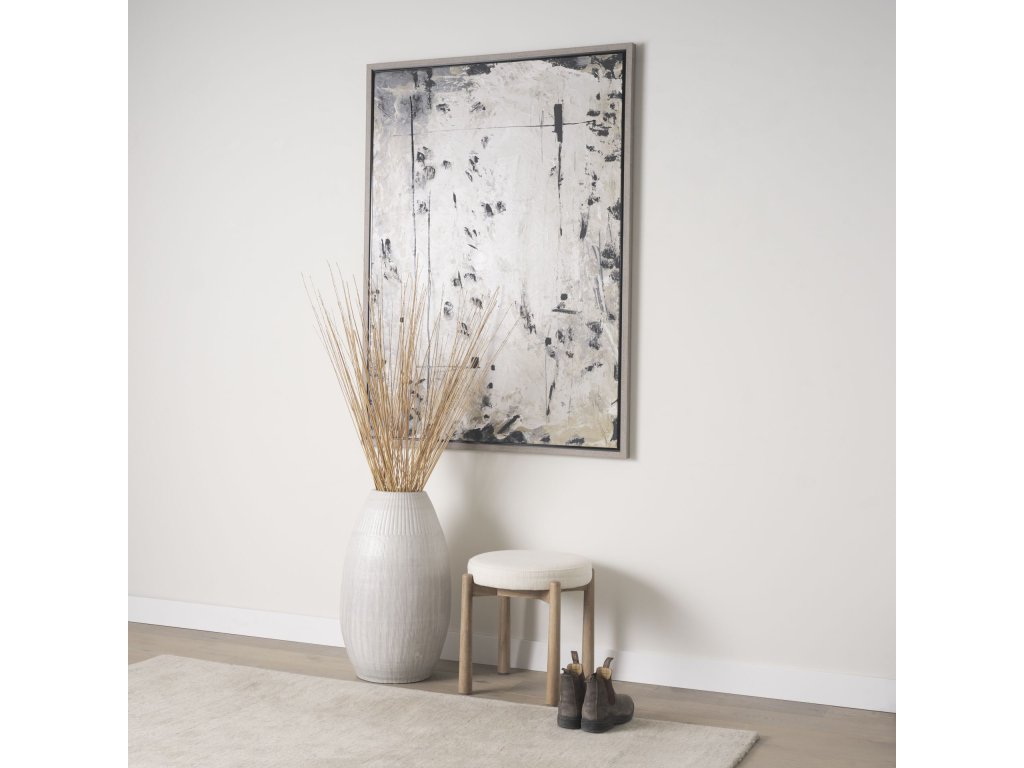 Brown Wood w/ Cream Fabric Stool