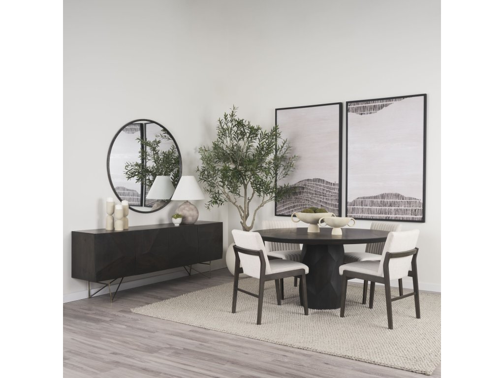 60" Round Brown Solid Wood Top & Base Dining Table