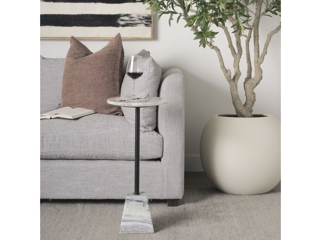 Stone Marble w/ Matte Black Metal Drink Table