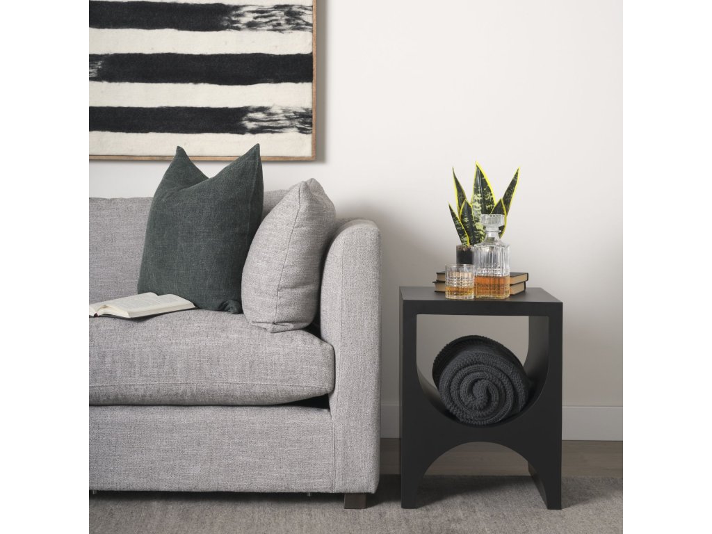 Matte Black Square Metal Side Table