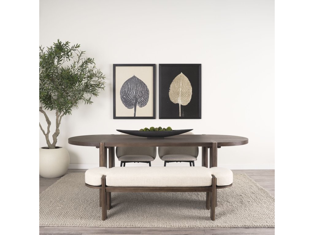 Dark Elm Wood Oval Dining Table