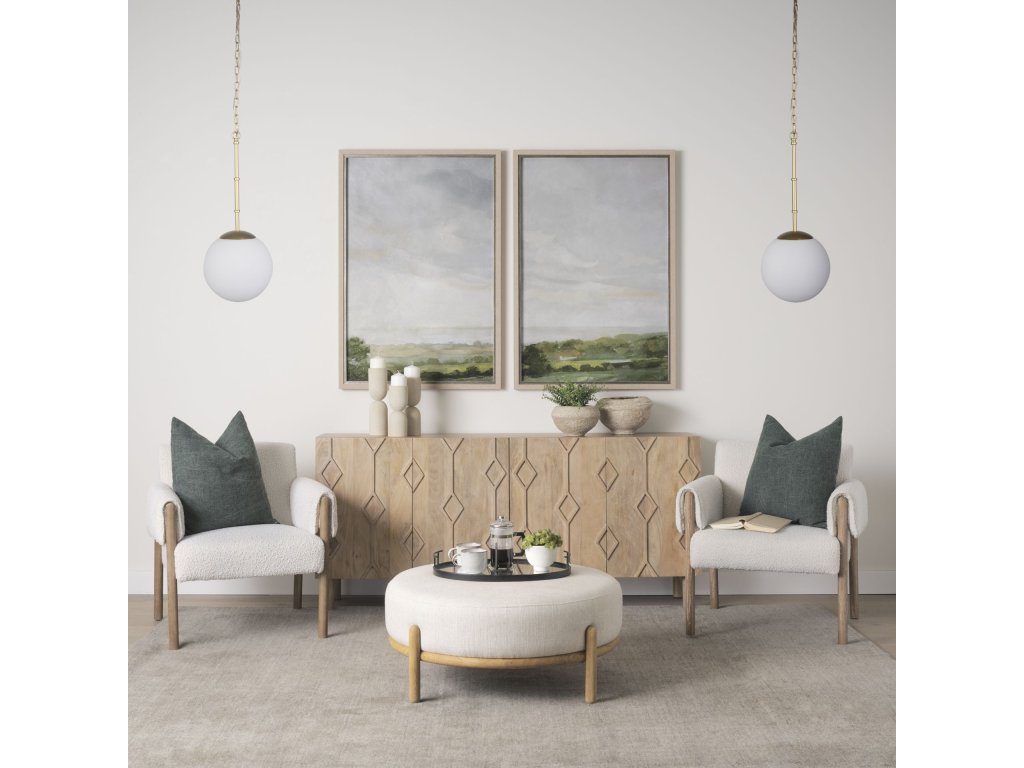 Brushed Gold Metal w/ Frosted Glass Globe 1-Light Pendant