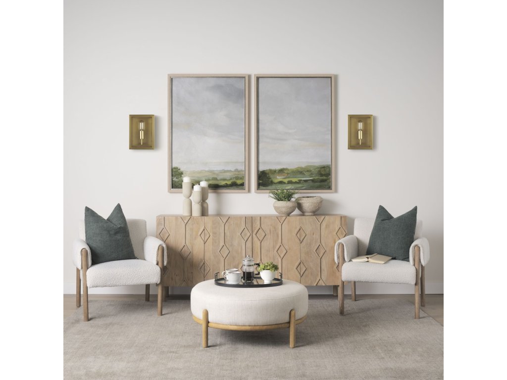 Brushed Gold Metal w/ Glass 1-Light Wall Sconce