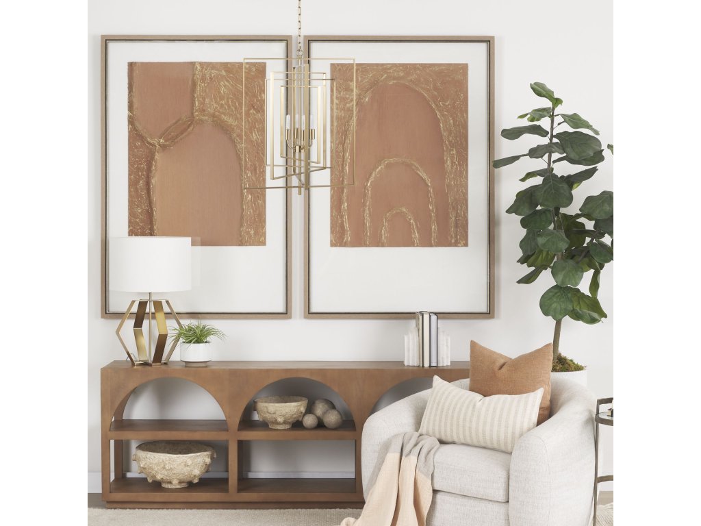 Antiqued Gold Metal 4-Light Chandelier