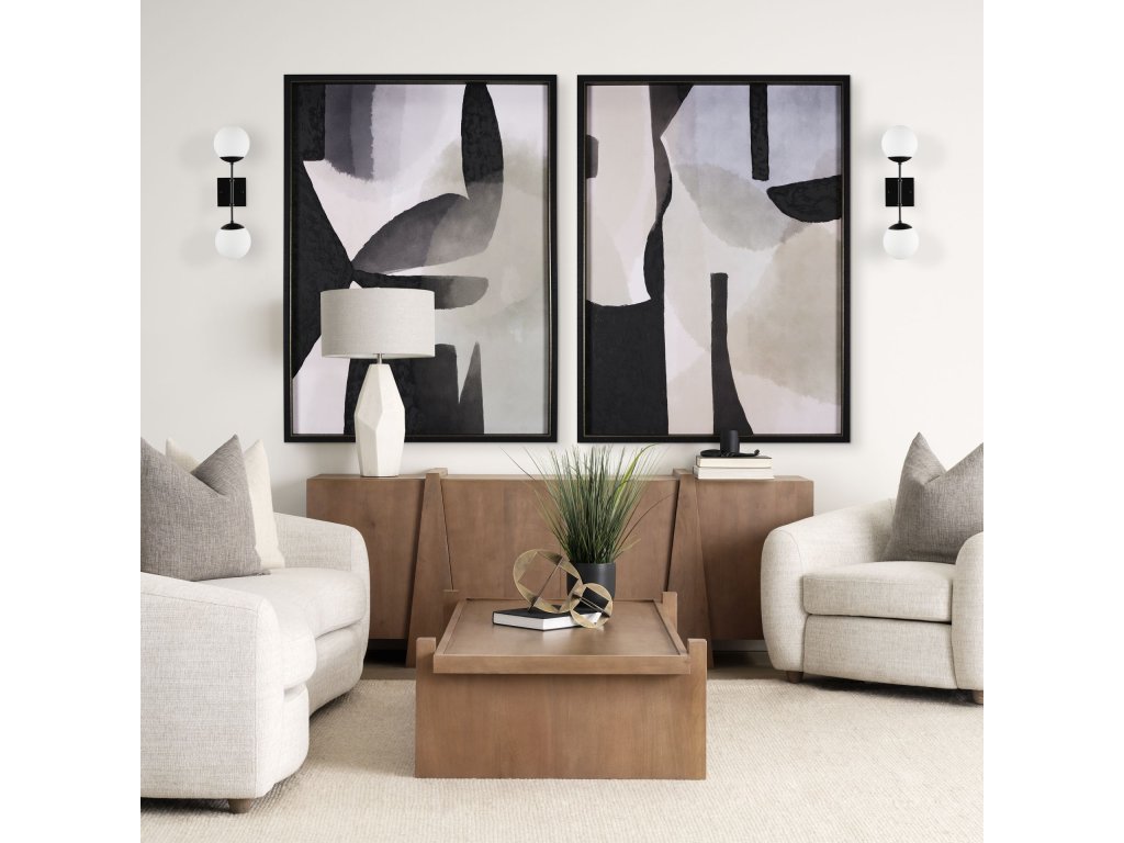 Matte Black Metal w/ Frosted Glass Globes 2-Light Wall Sconce