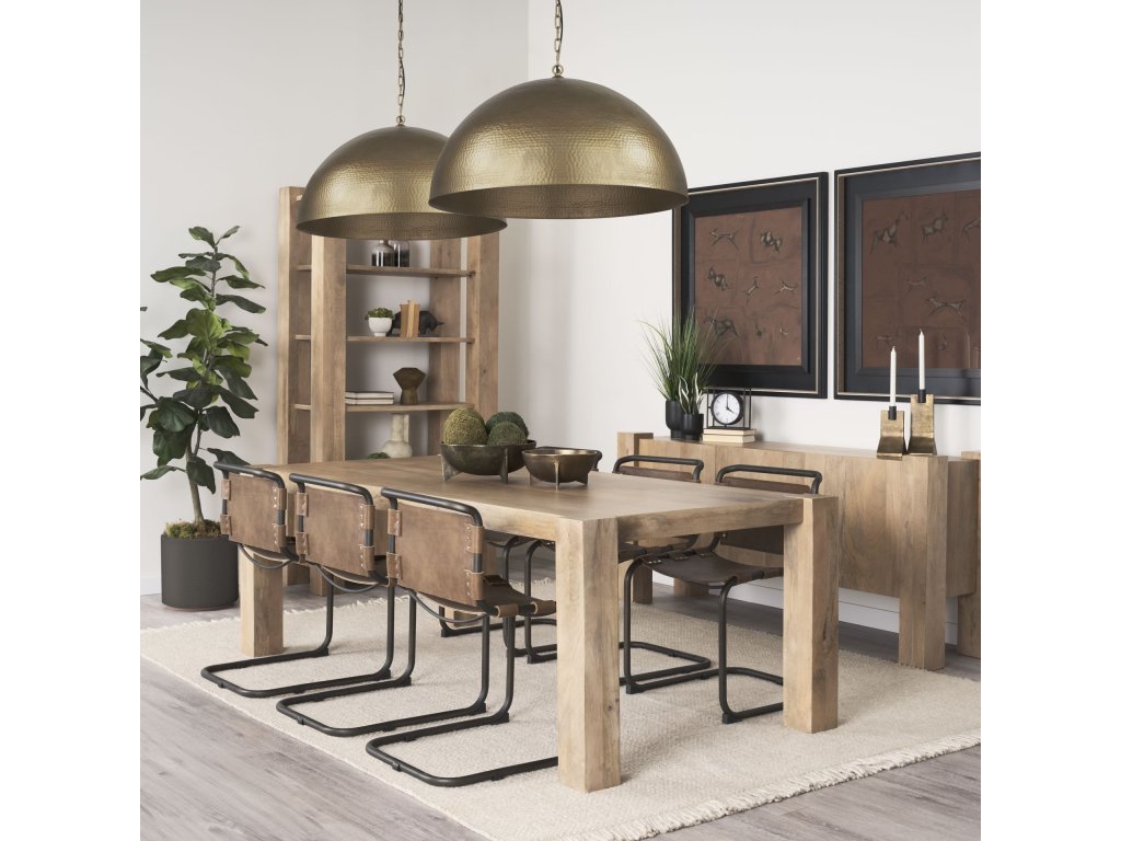 24" Round Brass-Tone Hammered Metal Dome Pendant Light