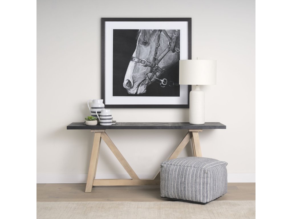 Two-Toned Black and Brown Wood Angular Leg Console Table