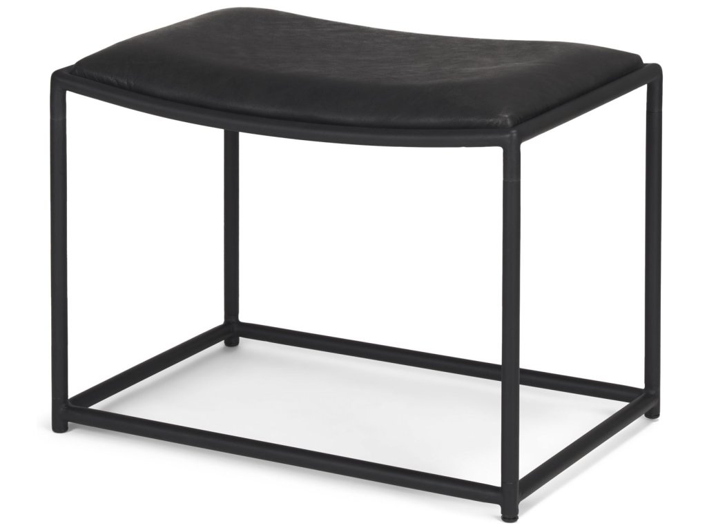 Black Leather w/ Black Metal Stool