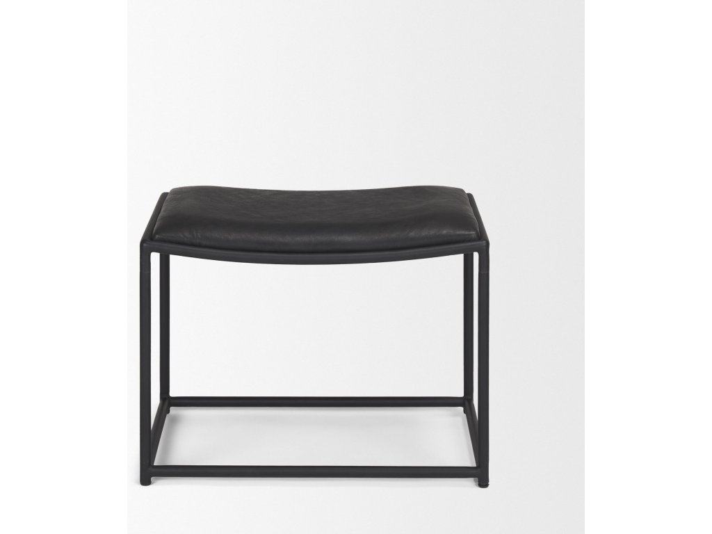 Black Leather w/ Black Metal Stool