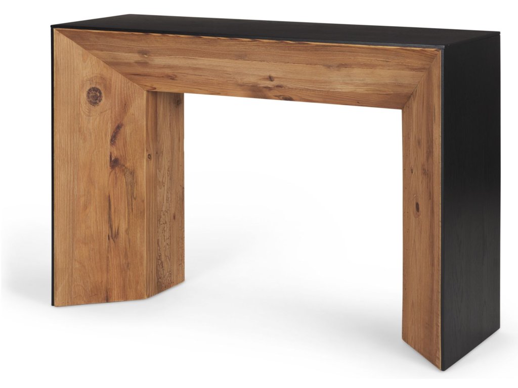 Natural Wood w/ Black Oak Waterfall Console Table