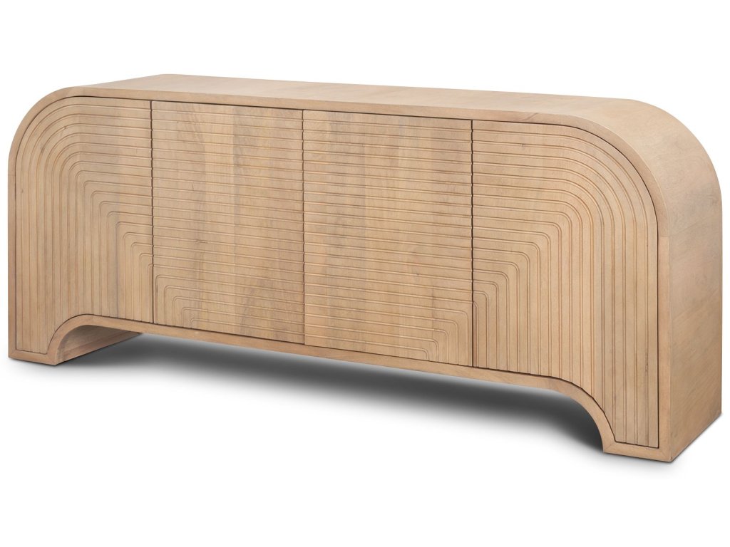 Reverse Fluted Light Brown Wood Sideboard
