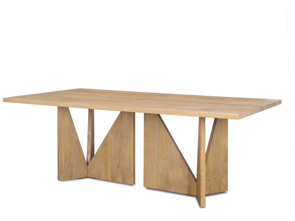 84" Rectangular Light Brown Wood w/ Geometrical Base Dining Table