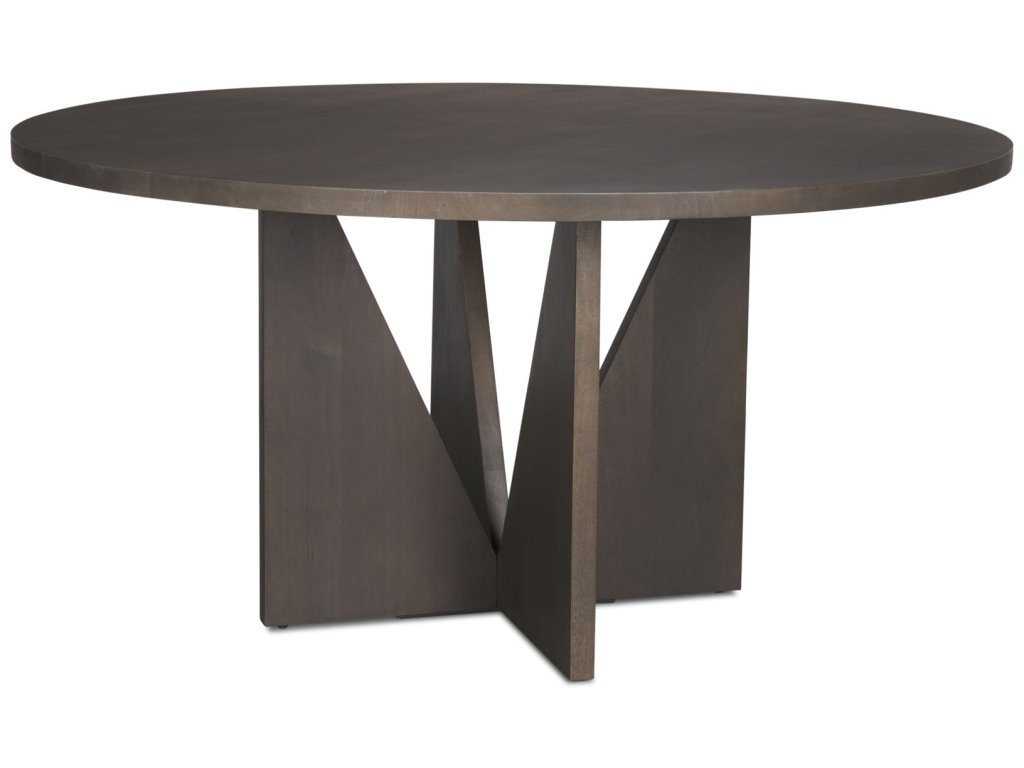 60" Round Textured Espresso Wood w/ Geometrical Base Dining Table