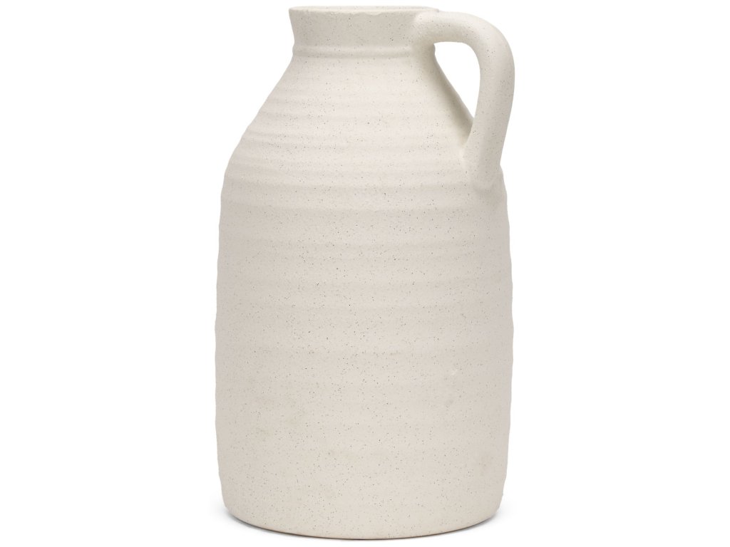 Large Textured Matte White w/ Speckling Ceramic Vase