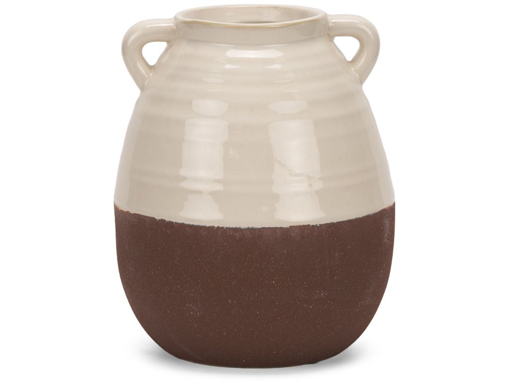 Small Beige w/ Matte Brown Ceramic Vase